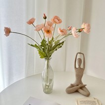 예스리빙 길쭉 호리병 플리츠 유리 화병 한송이 꽃병