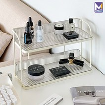 M컴퍼니 화장품정리함 메이크업 정리대 2단 화장대 정리 트레이 선반 향수진열대 [30x12x19] 투명 햅번 화장품 수납 엔틱 보관함 [B01H-533L], 투명선반_인테리어, 1개