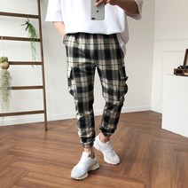 체크 카고 스판 슬림 조거팬츠 3color