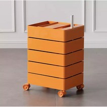 심플리 미드센츄리가구 360도 회전 바퀴달린 네모 트롤리, 오렌지 주황