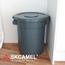 SKCAMEL 다용도 원형통 대형휴지통 업소용 60L 75L 121L, 돌리 포함, 뚜껑 포함, 대(121L)