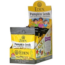 Eden Foods 포켓 스낵 유기농 호박씨 기름 없이 볶은 제품 12팩 팩당 283g1oz 2팩