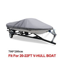 210D 패브릭 트레일러블 보트 커버 14-22 피트 방수 자외선 차단 낚시 스피드 V-모양 캔버스 텐트, Gray 20-22FT