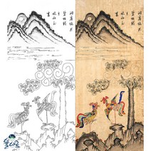 봉황도 3 민화 도안 본 민화그리기 본그림 공모전 취미 원데이클래스 컬러링 수업자료 민화본, 고급 닥순지, A1