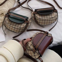 여성 반달 미니 크로스백 체크무늬 가방 미니가방-72394EA
