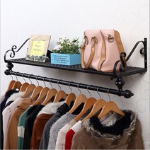 엔틱 선반 벽행거, 블랙 100CM
