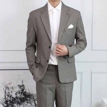 세컨에디션 클래식 윈드 체크 가을 투버튼 정장 자켓
