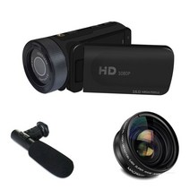 가정용 캠코더 전문가용 전문 1080P HD 카메라 캠코더 비디오 24MP 나이트 비전 HDMI 2.4 인치 화면 16X 줌, 02 3pcs