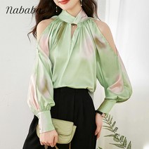 나바바 NB1239 여성 럭셔리 로맨틱 오프숄더 블라우스