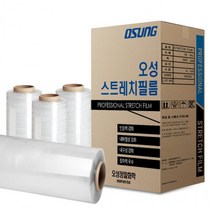 오성 스트레치 필름 수동랩 15T 4롤 공업용랩 포장 파렛트, 추가상품 핸드랩핑기 1세트(2개)