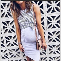 봄원피스 봄원피스 2021뉴타입 봄 아마존 줄무늬 민소매 불규칙 페이크레이어링 원피스 임산부옷