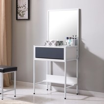 가온리빙 케인 철제 화장대세트 거울포함 멀티수납 화장대 일반화장대, 화이트/화이트네이비