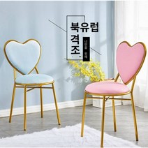 북유럽 벨벳 하트 등받이 화장대 의자 이쁜 골드 철재 조립식 공주 체어, 하트체어 보라색 플리스 방석, 1개