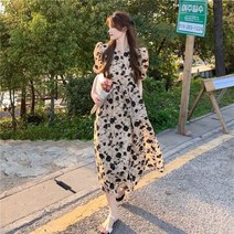 여름 원피스 하객 여성 룩 폴드 라운드넥 올 매치 짧은 소매 캐주얼 드레스 여성용 스타일 대학 아늑한 디자인