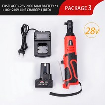 임팩렌치 12V 18V 임팩트 렌치 무선 충전식 전기 3/8 인치 직각 래칫 드라이버 전동 공구 도구 핸드 헬드 부드러운 그립감 스피드 조절 가능 강력한 led 라이트 대용량, CHINA, UK, 28V Red 1Battery