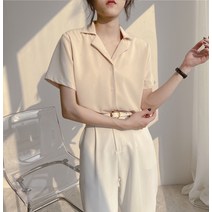 2022봄과 여름 여성 전문 정장 옷깃 짧은 소매 셔츠