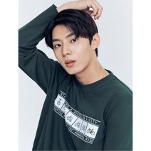 BEAN POLE 그린 긴팔 그래픽 라운드 티셔츠 294101
