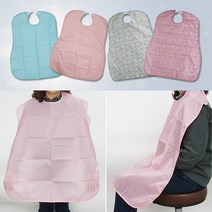에이프런 환자용 앞치마 식사용에이프런 간병용품 방수커버 환자용턱받이 식사턱받이 어르신식사턱받이, 체크블루, 1개