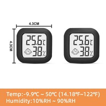 디지털온도계 가정용 미니 LCD 디지털 온도계 습도계 실내 전자 온도 습도 측정기 센서 게이지 기상 관측 장치, 2 Pcs Type C Black