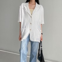 오버핏 린넨 반팔 자켓