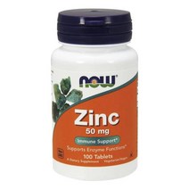 나우푸드 해외직구 아연 Zinc 50 mg 100 타블렛 Now Foods, 1PACKAGE, 상세참조