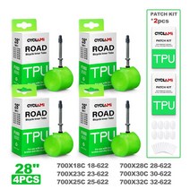 초경량 TPU 도로 내부 700c 튜브 자전거 도로 MTB 자전거 소재 타이어 60mm 길이 프렌치 밸브 700 18 25 28 32 38g 초경량 자전거용 패셔너블한 디자인, Presta 밸브, 4pcs with Patch x2