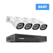 H.View 감시카메라 실외용 고화질 8Ch 5Mp 8Mp 4K cctv카메라 ip카메라 cctv키트 비디오 무선, 04 8MP 4PCS Camera_03 4T