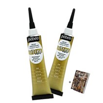 Pebeo Vitrea 160 유리 페인트 아웃라이너 - 2ct 20ml 골드 페인팅 키트 광택 세트 스테인드 효과 도자기 세라믹 장식용 항아리 공예 및 전자책 0.67 Fl Oz(2팩)
