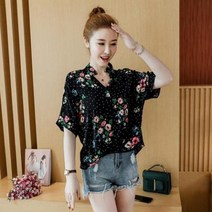 S3140 시원하고 얇은 언발 V넥 반팔블라우스 BL빅사이즈 여름블라우스 반팔여름블라우스 브라우스 반팔브라우스 면마블라우스 시원한여름블라우스 정장블라우스