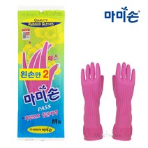 마미손 고무장갑 패스 중 분홍 왼손2개 1켤레, 중(M)