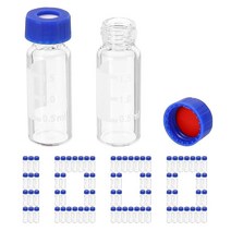 PATIKIL 2ml 오토샘플러 바이알 100팩 HPLC/GC 바이알 9-425 실험실 투명 바이알 샘플 바이알 스크류 캡 필기 패치 레드 PTFE 및 화이트 실리콘 셉타 LC, 1000