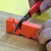 휴대용 미니 칼갈이 2단 숯돌 캠핑용칼갈이 샤프너, 오렌지