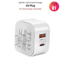 USB 타입 C 충전기 20W PD 3.0 qc4 0 고속 충전 전화 플러그 아이폰 13 12 11 프로 맥스 삼성 S20 S21 S10 S9 노트 9, Only 1 PCS Cable_PD Charger US