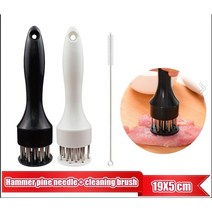 연육기 돈까스다지기 고기 다지기 망치 주방 스테이크 노크 양면 돼지 파운드 연화제 바늘 스테인레스 스틸 기계 롤러 바늘 주방 요리 도구, 21 검정과 브러시