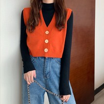 니트 미니 조끼 코트 소녀 민소매 조끼 겉옷백패Knitvest No.1073