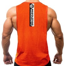 마라톤 러닝 싱글렛 남성 체육관 피트니스 민소매 조끼 근육 패션 탱크 탑 트레이닝 운동, 주황색, l