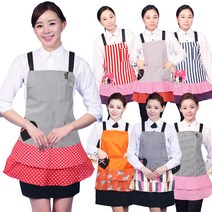 AE130 프릴 앞치마 레이스 집들이 선물 어린이집, AE130 베이지대체크+핑크체크L