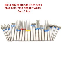 30Pcs Dia.1.6mm 치과 다이아몬드 Burs 훈련 고속 핸드 피스 연마 스무딩 도구 치아 미백을위한, 11 Each 3 Pcs