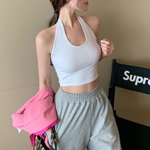 데이룸 여성 면 레이어드 홀터넥 기본 나시