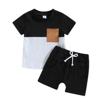Ma baby 0-3Y 유아 아기 의류 세트 캐주얼 반팔 티셔츠 탑스 반바지 여름 의상, [01] 6-12Months, [01] Black