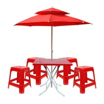 호가 파라솔세트 대형2층 파라솔 테이블 의자4개 6종풀세트, 1개, 레드/대형파라솔/사각테이블/사각의자4개