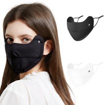 닉킴 1+1 골프마스크 자외선차단 마스크 얼굴 햇빛가리개 스포츠 등산 안면 UV차단 기미커버 얼굴가리개 여름 쿨마스크, 블랙(SH), 화이트(SH)