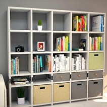 거실책장 공간분리책장 낮은책꽂이 더크린 DIY 1 L5 4h1 서재장 좁은 수납함, 블루