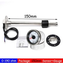 23939 52mm 해양 보트 자동차 포인트 연료 탱크 레벨 지 0-190Ω 연료 플로트 센서 연료 레벨 지 7 색 led 오일 탱크 표시기, 150mm
