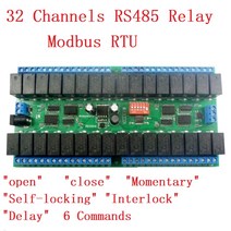 R421C32 DC 12V 32 채널 Modbus RTU RS485 버스 릴레이 모듈 UART 직렬 포트 보드 PLC LED 홈 오토메이션 도어락