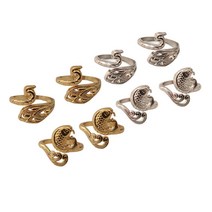 FCSHOP 8x 조정 가능한 뜨개질 루프 링 크로 셰 뜨개질 손가락 마모 원사 가이드 공예를위한 손으로 만든 도구 빠른, 실버 골드, 금속