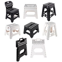 [셀레티폴딩체어] 라이크하우스 플라스틱 폴딩체어 접이식 의자 발판 간이의자 목욕 캠핑, 블랙