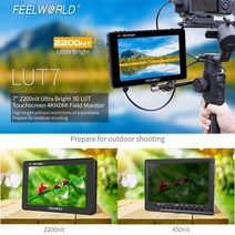 FEELWORLD-터치 스크린 카메라 필드 모니터 LUT7 7 인치 3D 파형 벡터스코프 히스토그램 4K HDMI DSLR 2200nits, 01 LUT7