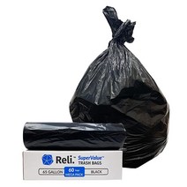 Reli. 246L(65갤런) 쓰레기 봉투 튼튼함 | 60개 미국에서 제조 242 - 246L(64 65갤런) 블랙 대형 (242 운반용 쓰레기통 라이너321553