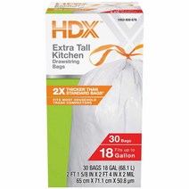 HDX 18갤런 튼튼한 드로스트링 주방 압축기 쓰레기 봉투 30개